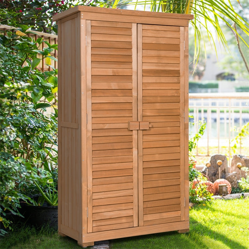 Canada Only - 63'' Tall Wooden Garden Storage Shed in Shutter Design