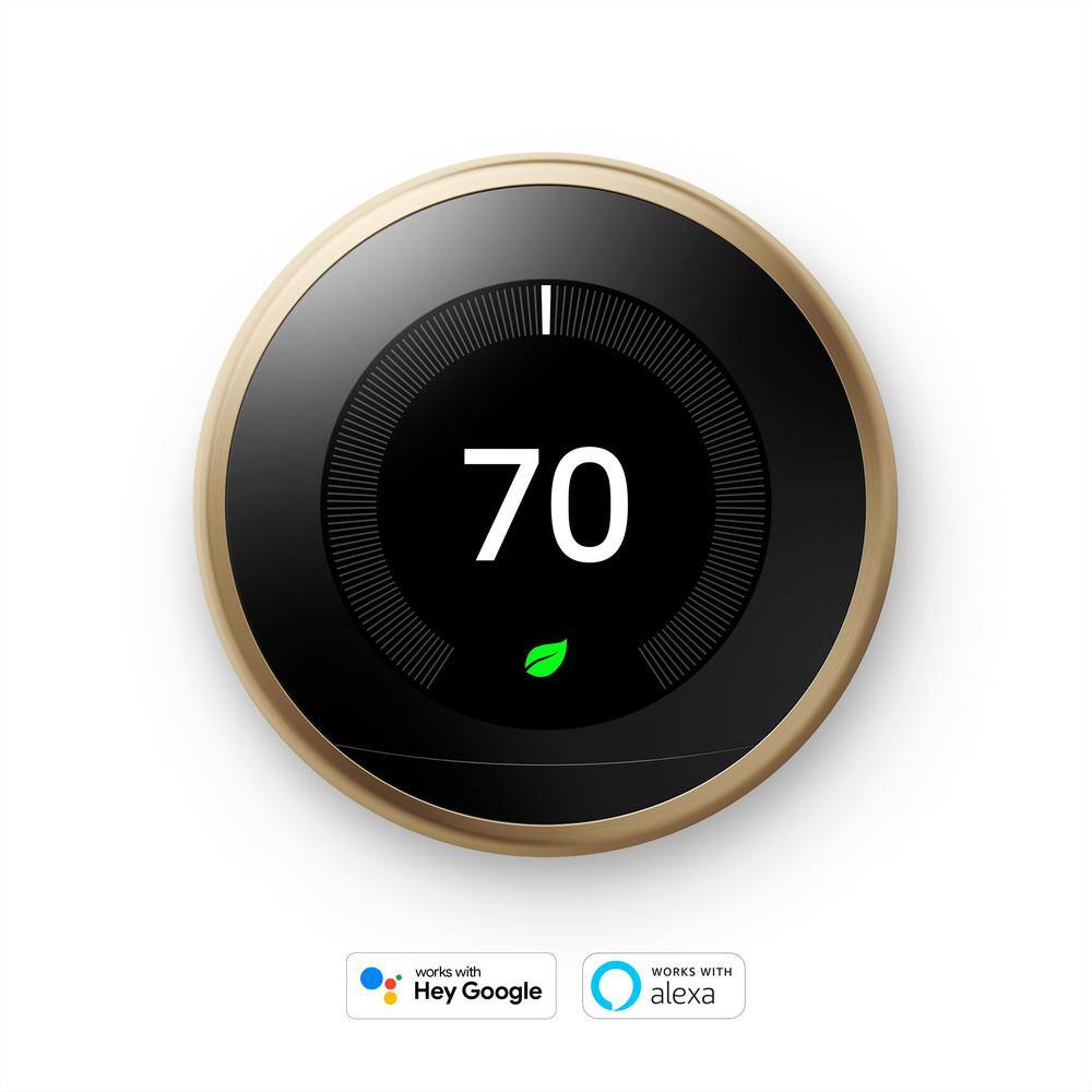 Google Nest Learning Thermostat - Smart Wi-Fi Thermostat - Brass T3032US