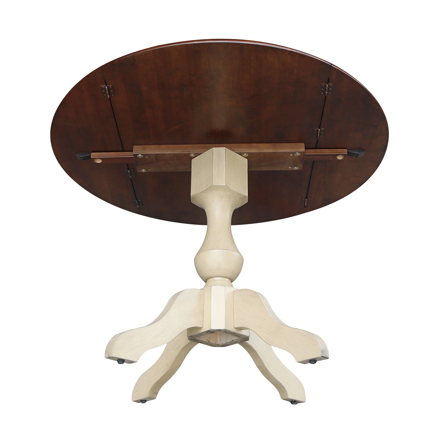 International Concepts Round Dual Drop Leaf Pedestal Dining Table