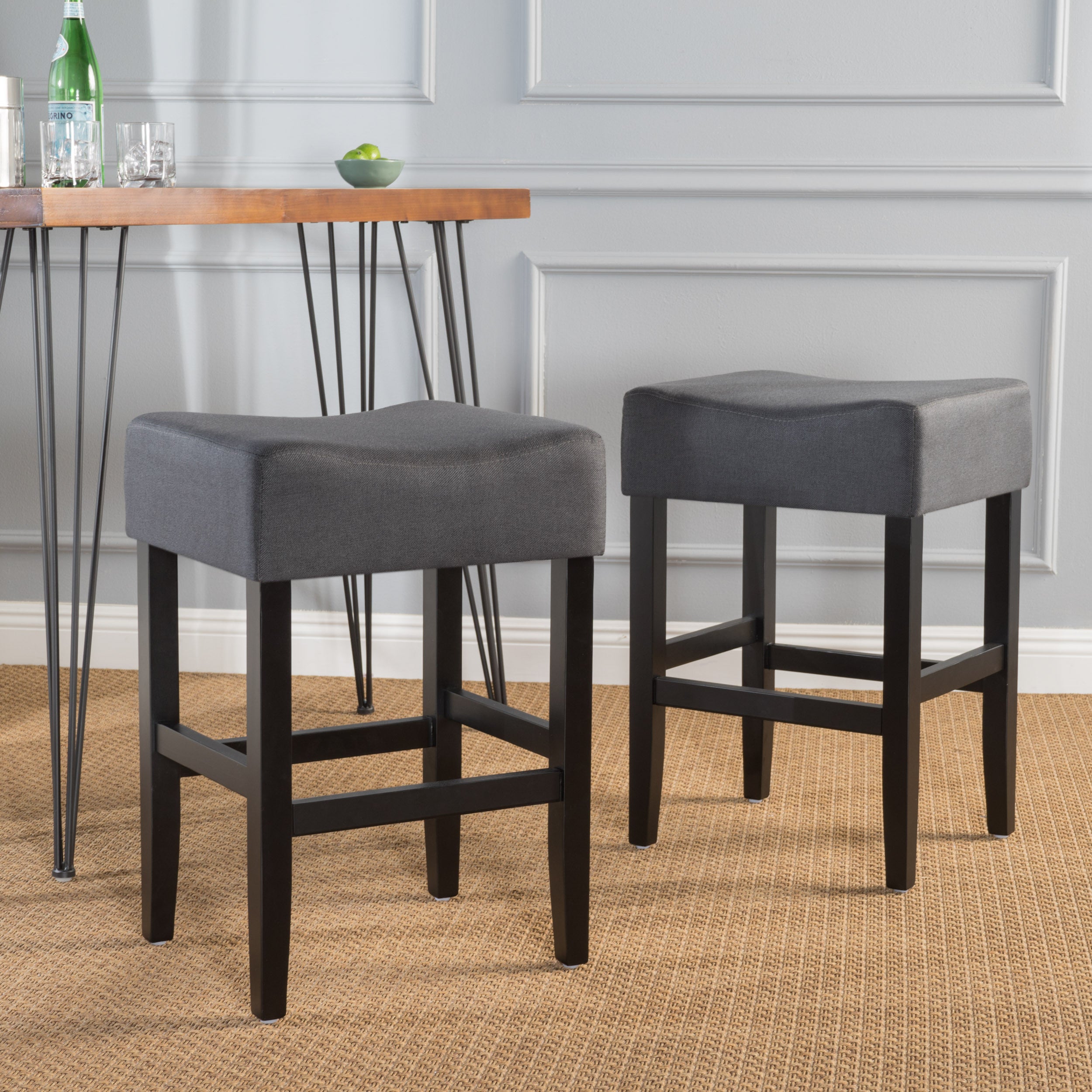 Portofino 26-Inch Backless Dark Charcoal Fabric Counter Stools (Set of 2)