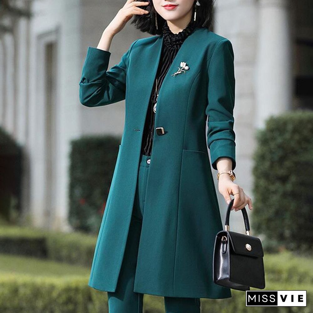 Fashion Uniform Styles Professional Business Suits For Women Office Work Wear Blazers Set Pantsuits Autumn Winter Outfits Set