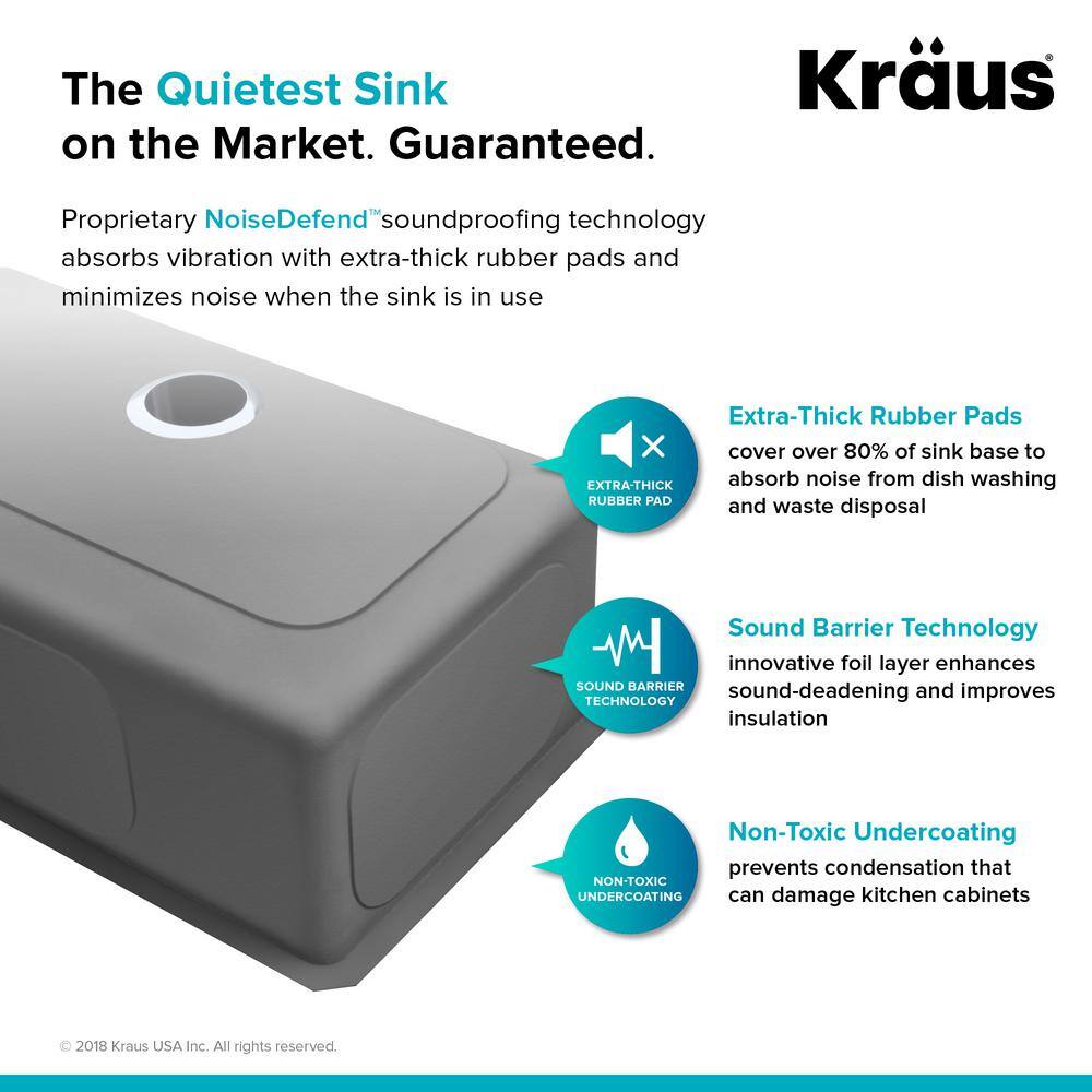 KRAUS Standart PRO 16 Gauge Stainless Steel 21 in. Undermount Bar Sink KHU101-21