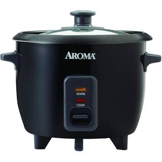 AROMA 6-Cup Black Rice Cooker with Removable Steam Tray ARC-363-1NGB