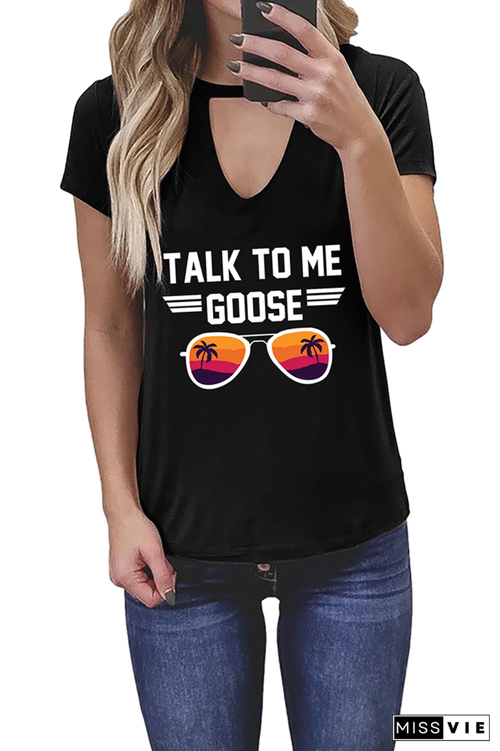 Talk To Me Goose Graphic Tees for Women Wholesale Short Sleeve T shirts Top