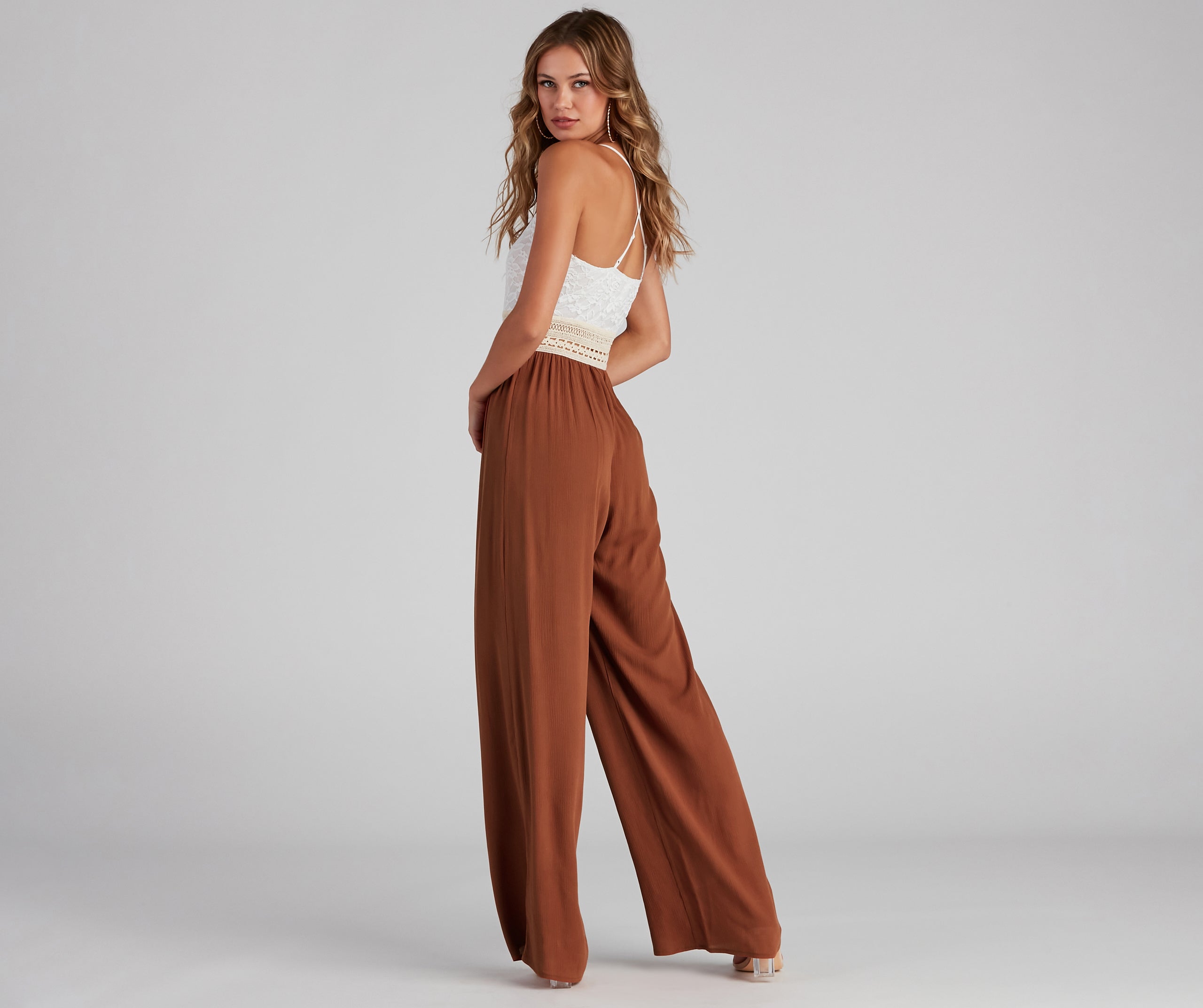 Timeless Beauty Crochet And Gauze Jumpsuit