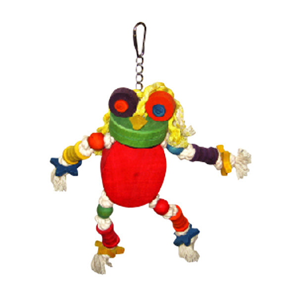 A  E Happy Beaks Silly Wooden Frog Bird Toy Bird