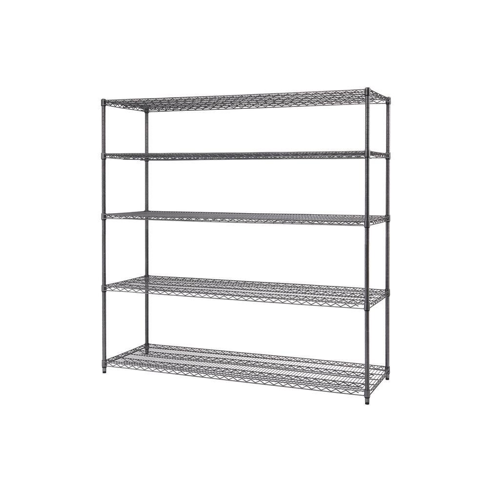 TRINITY PRO Black 5-Tier Steel Wire Garage Storage Shelving Unit (72 in. W x 72 in. H x 24 in. D) TBFPBA-0948