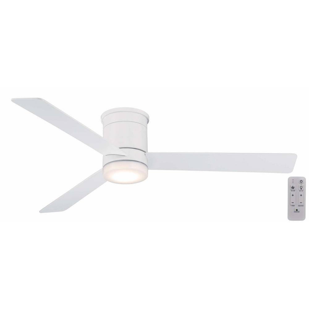 Hampton Bay Conjure 52 in. Integrated CCT LED Indoor Matte White Ceiling Fan with Light and Remote Control Included AK408H-MWH