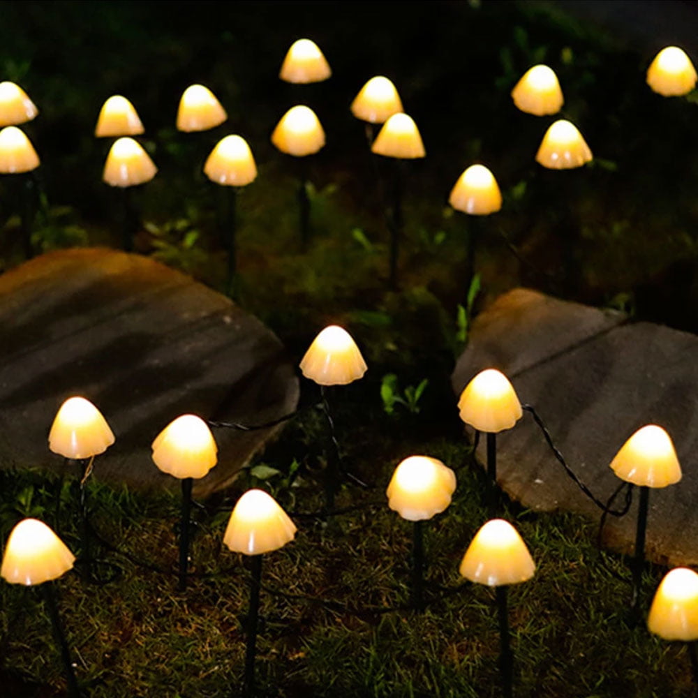 Harupink 3.8M Solar Powered Garden Mushroom String Lights Ground LED Patio Stake Walkway Lamp