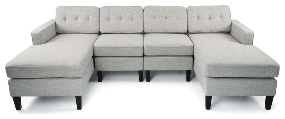 Jean Modern Fabric Chaise Sectional  Light Gray   Transitional   Sectional Sofas   by GDFStudio  Houzz