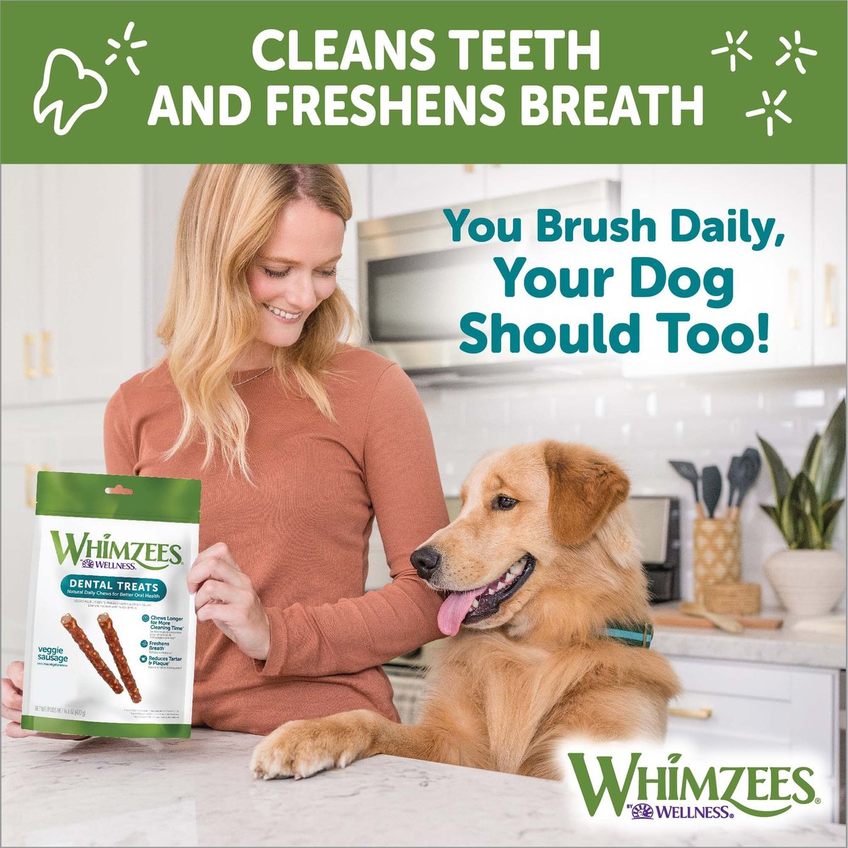 WHIMZEES Veggie Sausage Grain-Free Dental Dog Treats