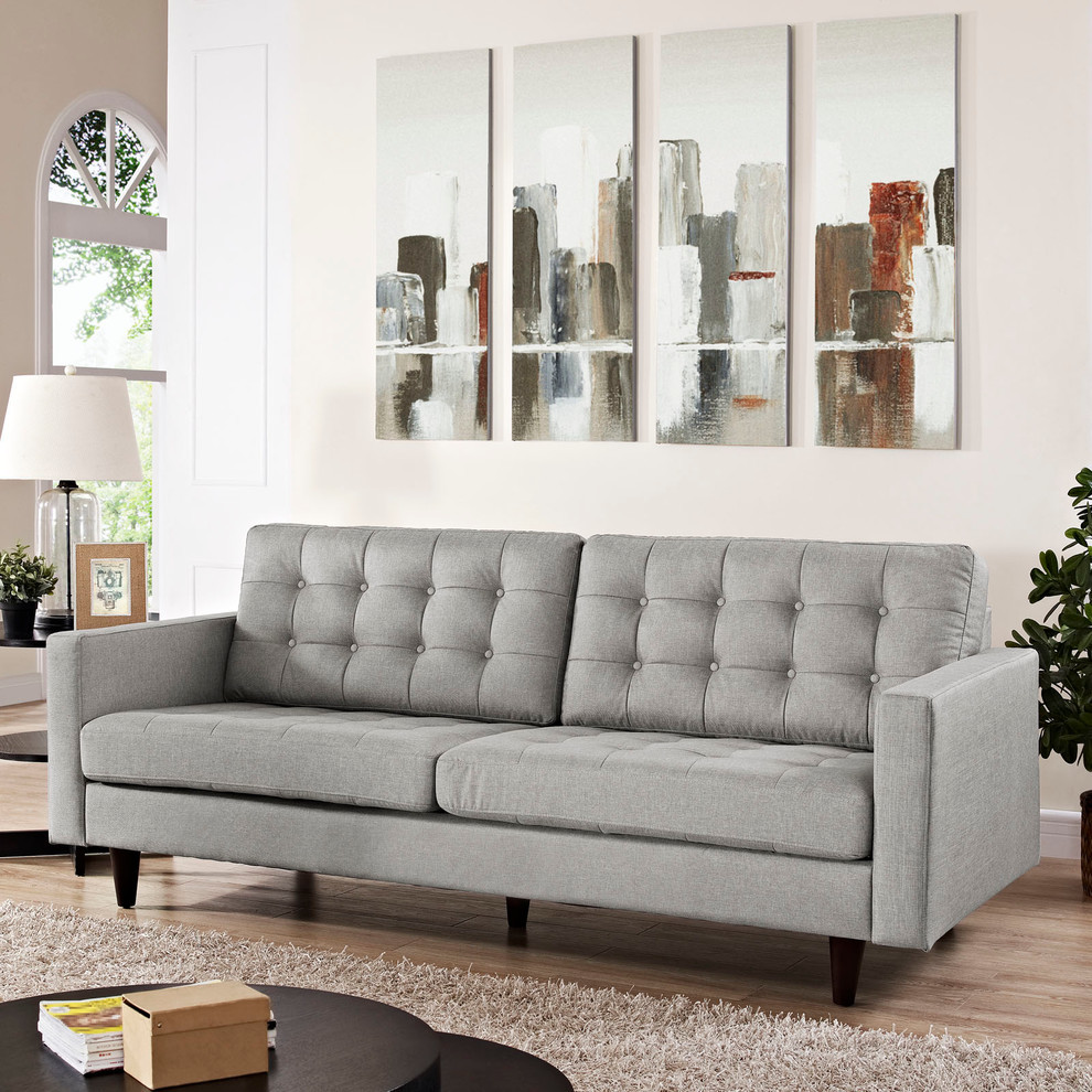 Modern Contemporary Upholstered Sofa  Light Gray Fabric   Transitional   Sofas   by House Bound  Houzz