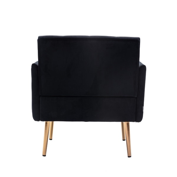 Velvet Upholstered Tufted Accent Chair With Golden feet