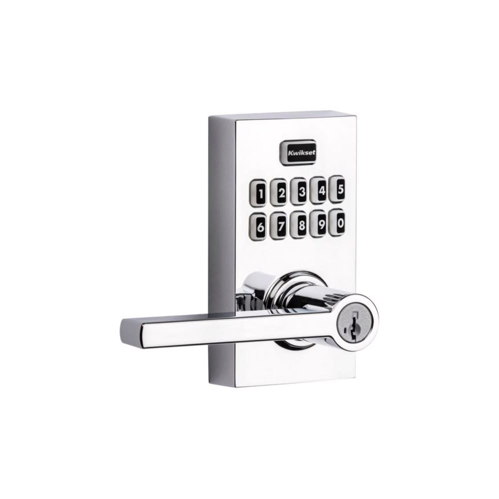 Polished Chrome Keyless Entry Residential Electronic Door Lever