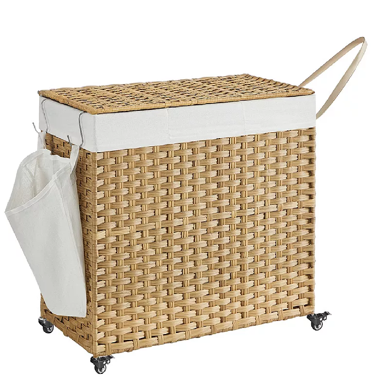 160L Rollling Laundry Hamper with Lid and Wheels