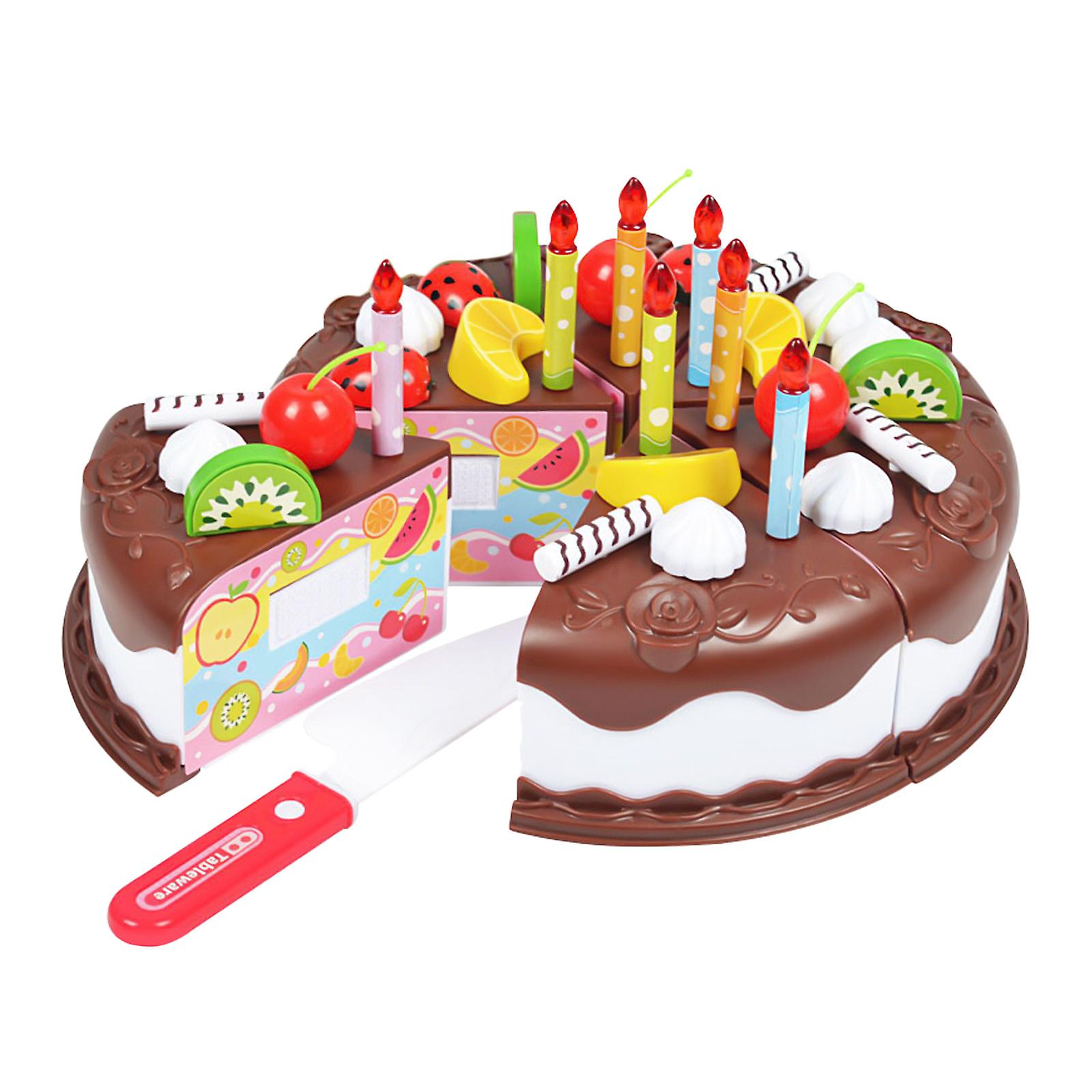 Birthday Children's Day Gift，food Play Toy Set，diy Cutting Pretend Play Birthday Party Cake With Candles For Children Kids