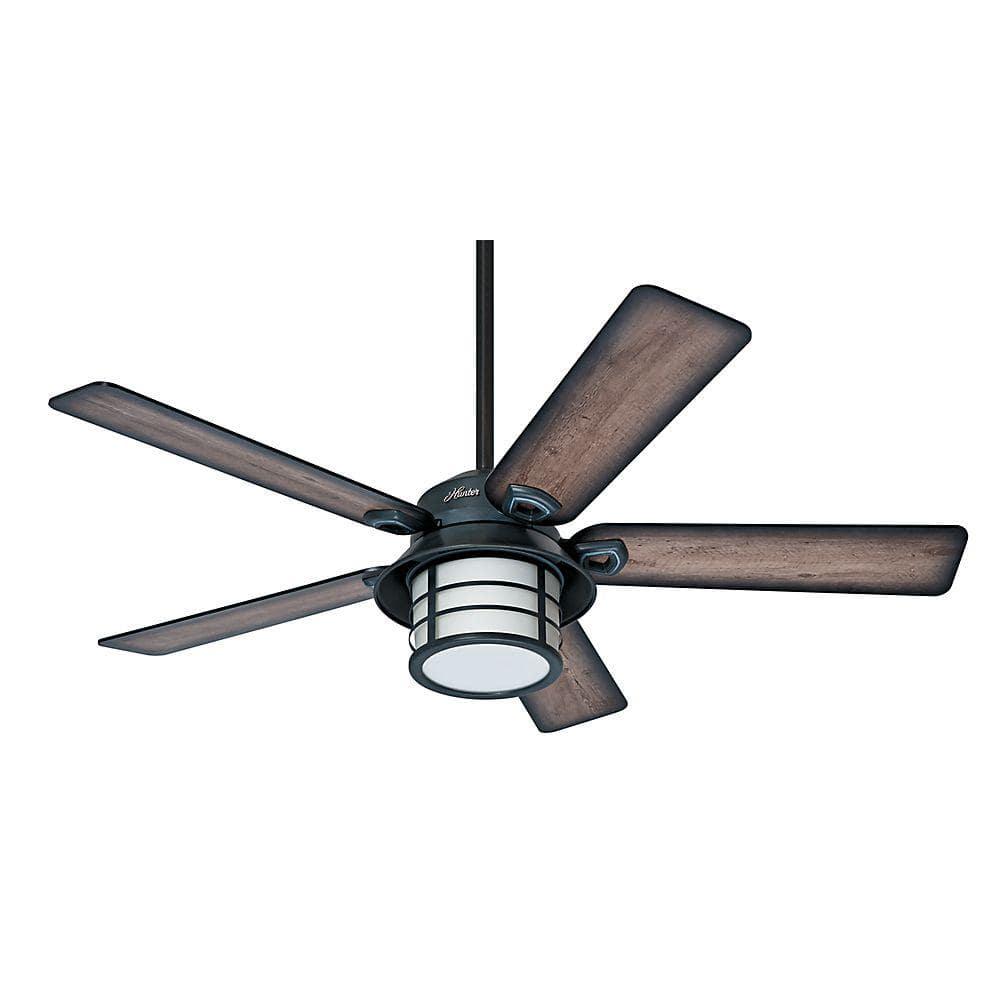 Hunter Key Biscayne 54 in IndoorOutdoor Weathered Zinc Gray Ceiling Fan with Light Kit