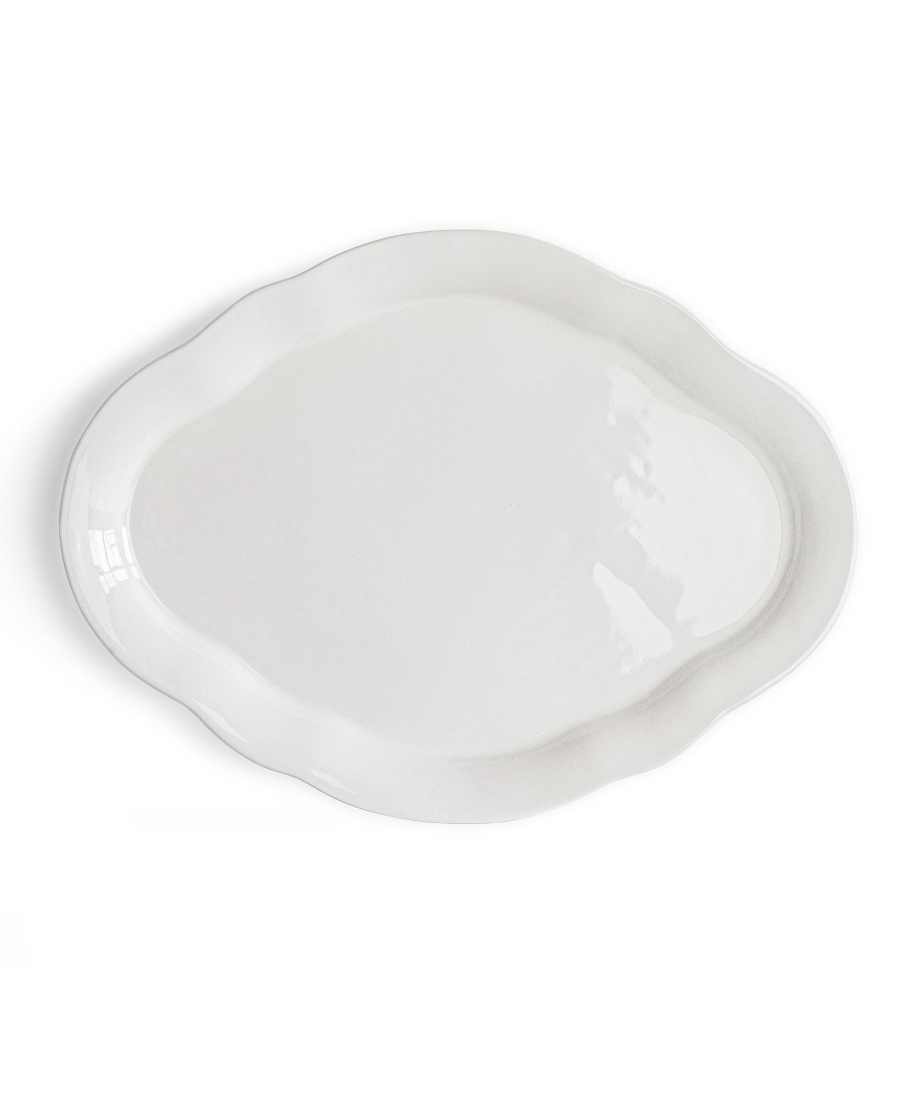 Over and Back Glossy White Stoneware Serving Platter