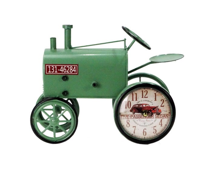 Alpine Green Tabletop Clock Tractor - CLK110HH-GN