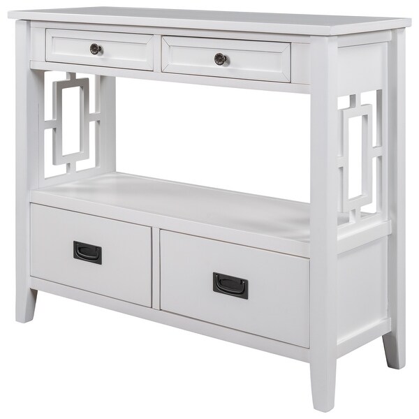 Modern Console Table Side Table with 4 Drawers and 1 Shelf