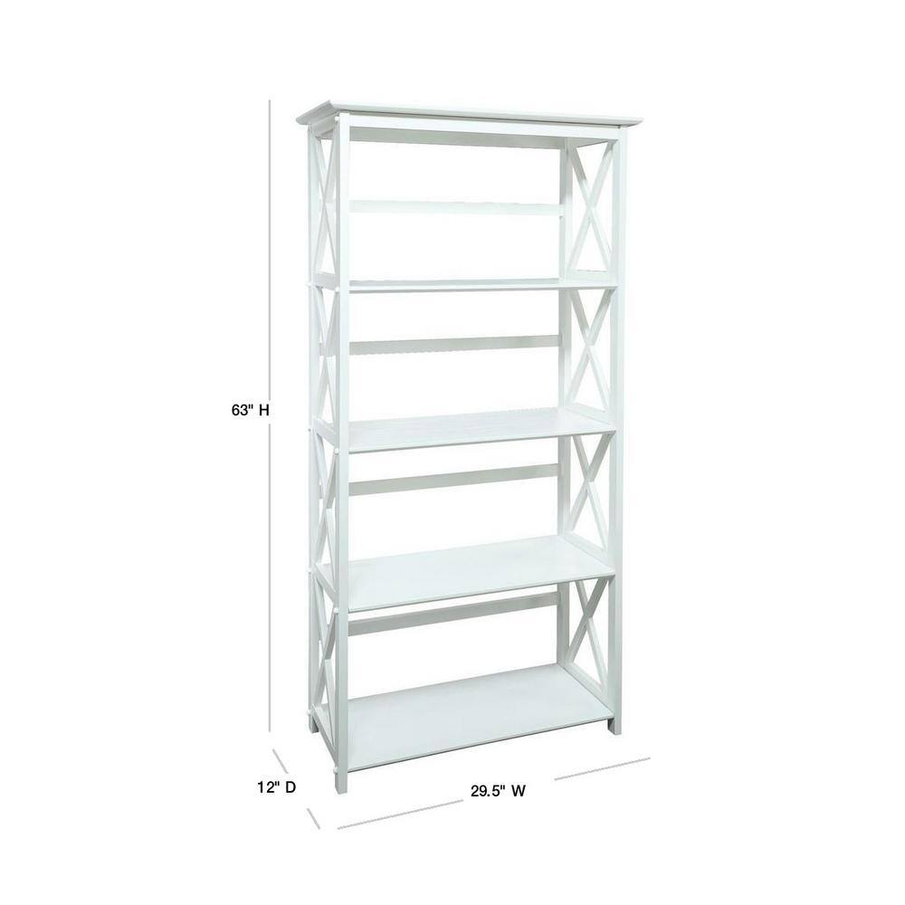 Casual Home 63 in. H White New Wood 4-Shelf Etagere Bookcase with Open Back N324-51