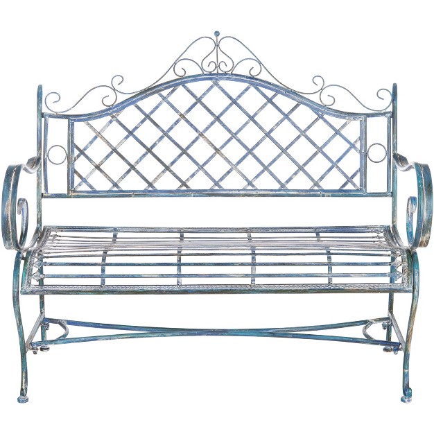 Abner Wrought Iron 45 75 Inch W Outdoor Garden Bench Safavieh