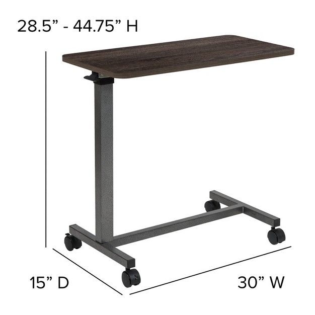 Emma And Oliver Adjustable Overbed Table With Wheels For Home And Hospital rolling Bedside Table