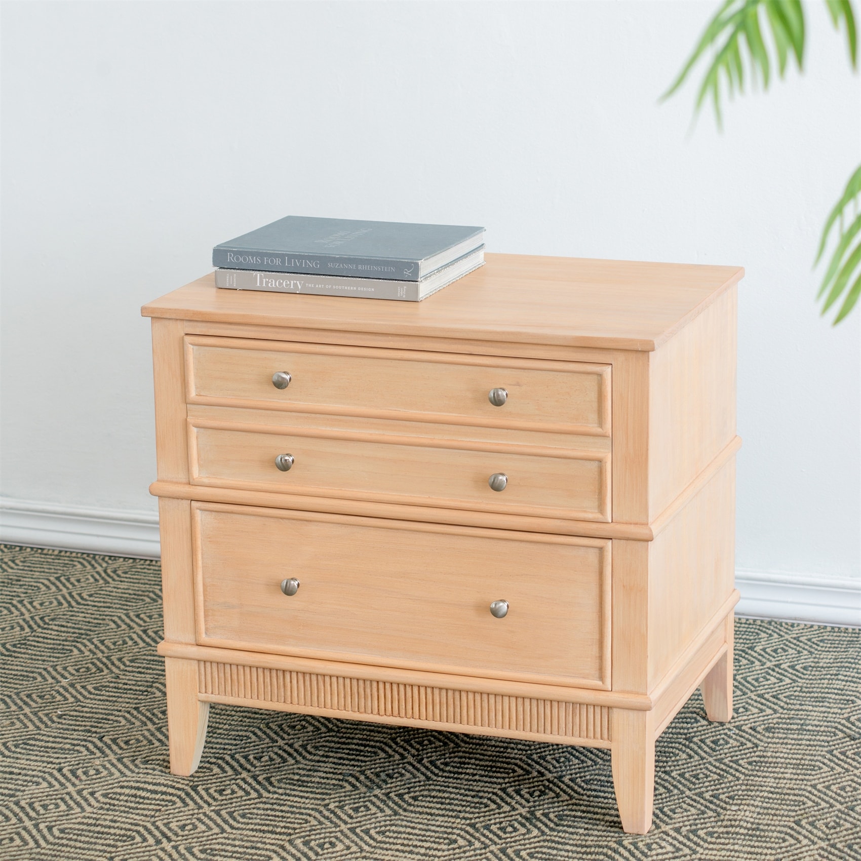 Crafted of Wood Bed Storage Cabinet Chest with Three Drawers - - 37834860