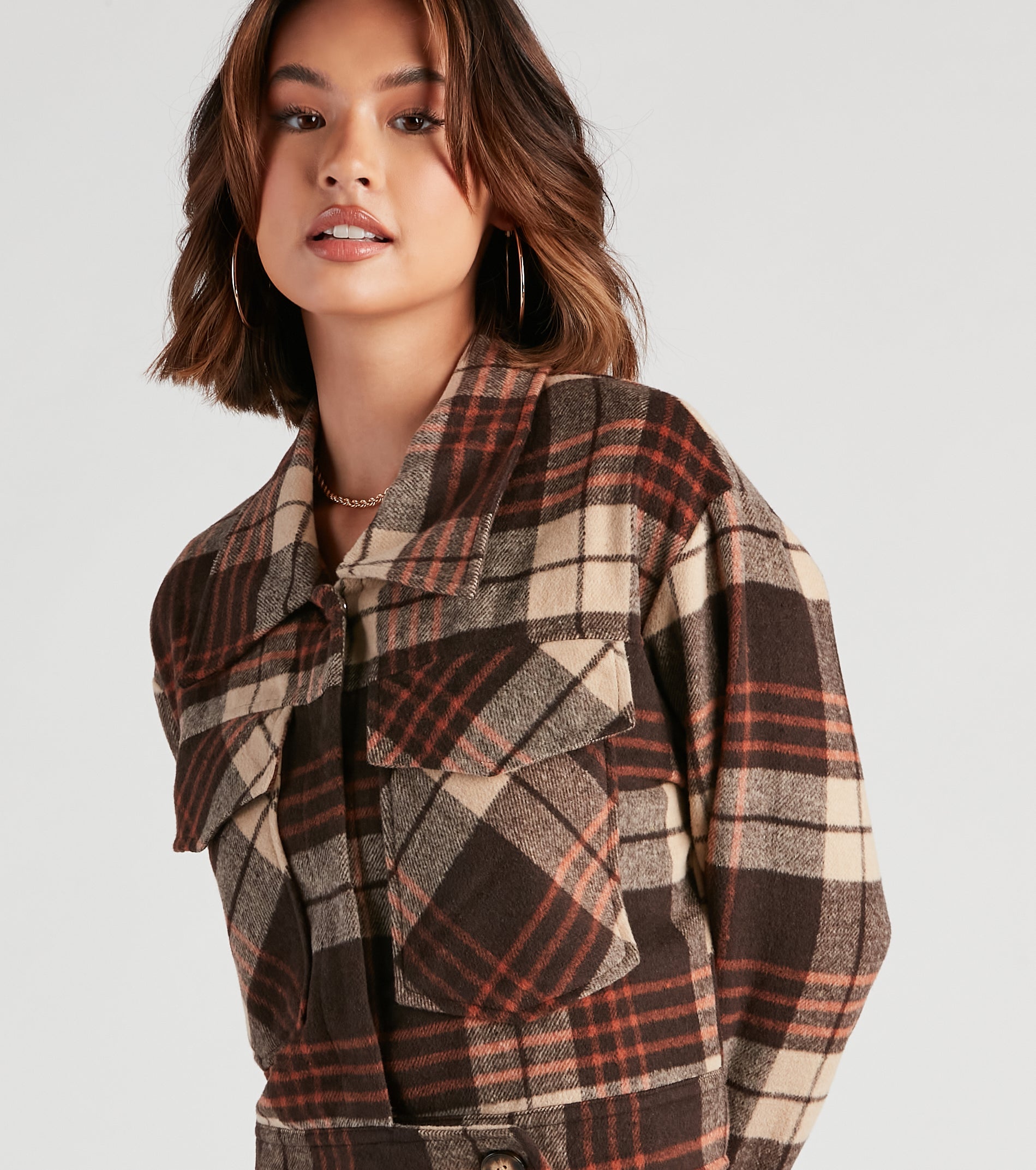 Keep It On Check Plaid Crop Jacket