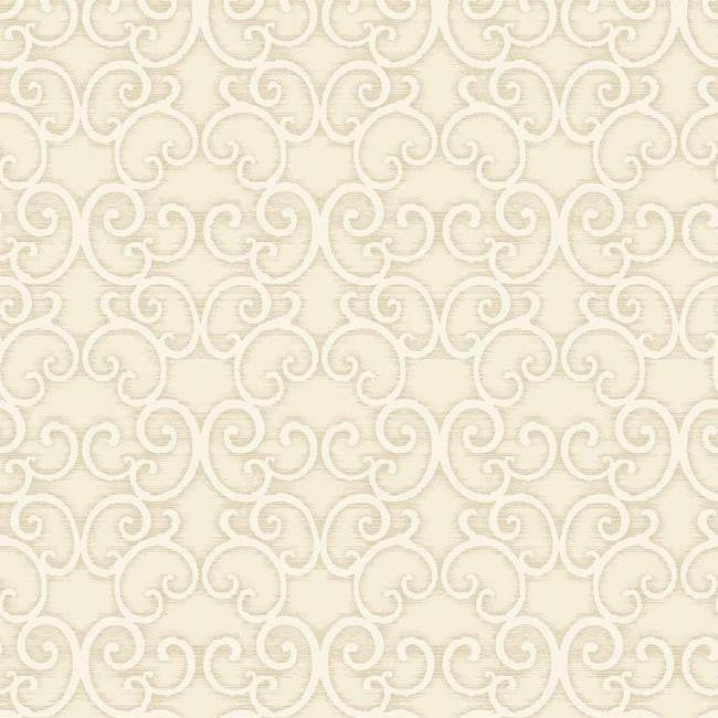 Sample Shadow Scroll Wallpaper in Metallic and Soft Grey by Antonina Vella for York Wallcoverings