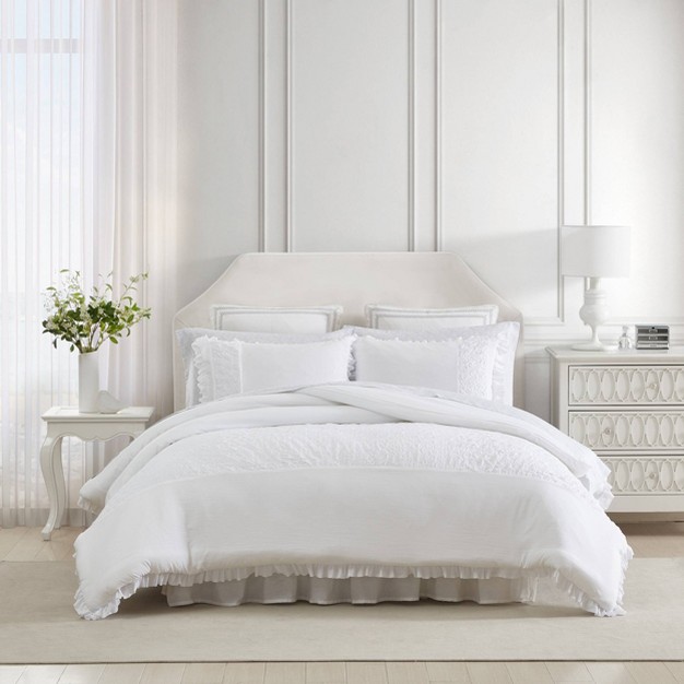 Laura Ashley Eyelet Ruffle Comforter Bedding Set White