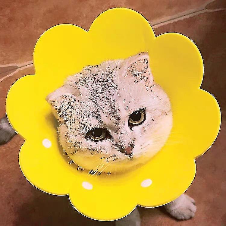 Pet Protective Recovery Collar Adjustable Sunflower Shape Cat Cone Collar， Cute Soft Cone After Surg