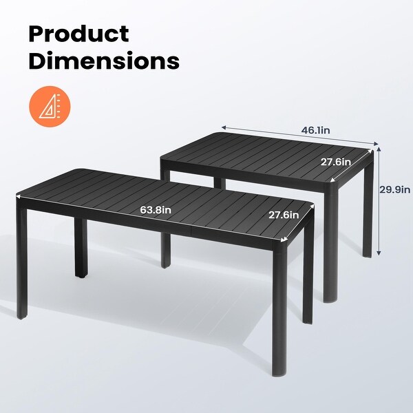 Pellebant Outdoor Dining Table Aluminum Extendable Table