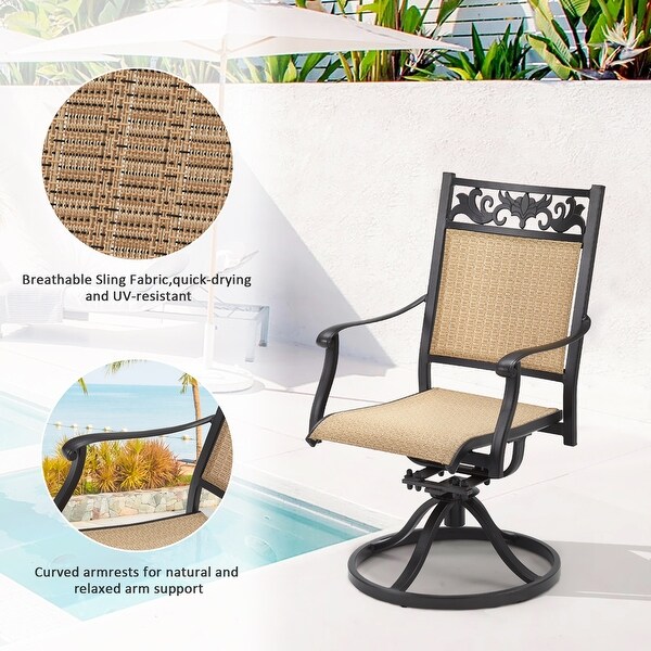 EROMMY Swivel Patio Dining Chairs Set of 2，Outdoor Wicker Aluminum Swivel Chair，Swivel Rocker with AllWeather Aluminum Frame