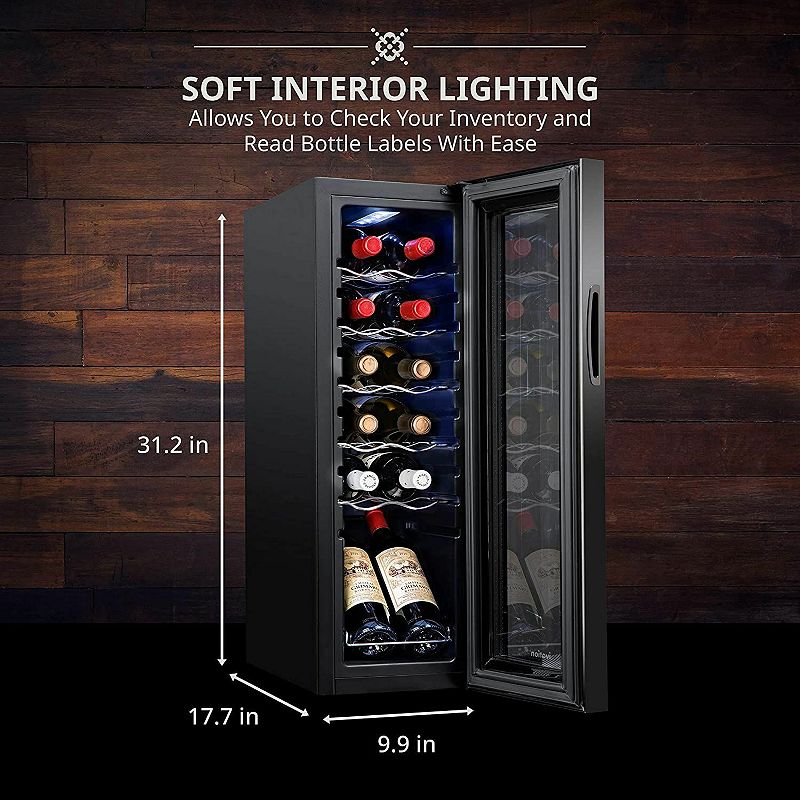 Ivation 12-Bottle Wine Cooler， Large Freestanding Wine Fridge with Lock