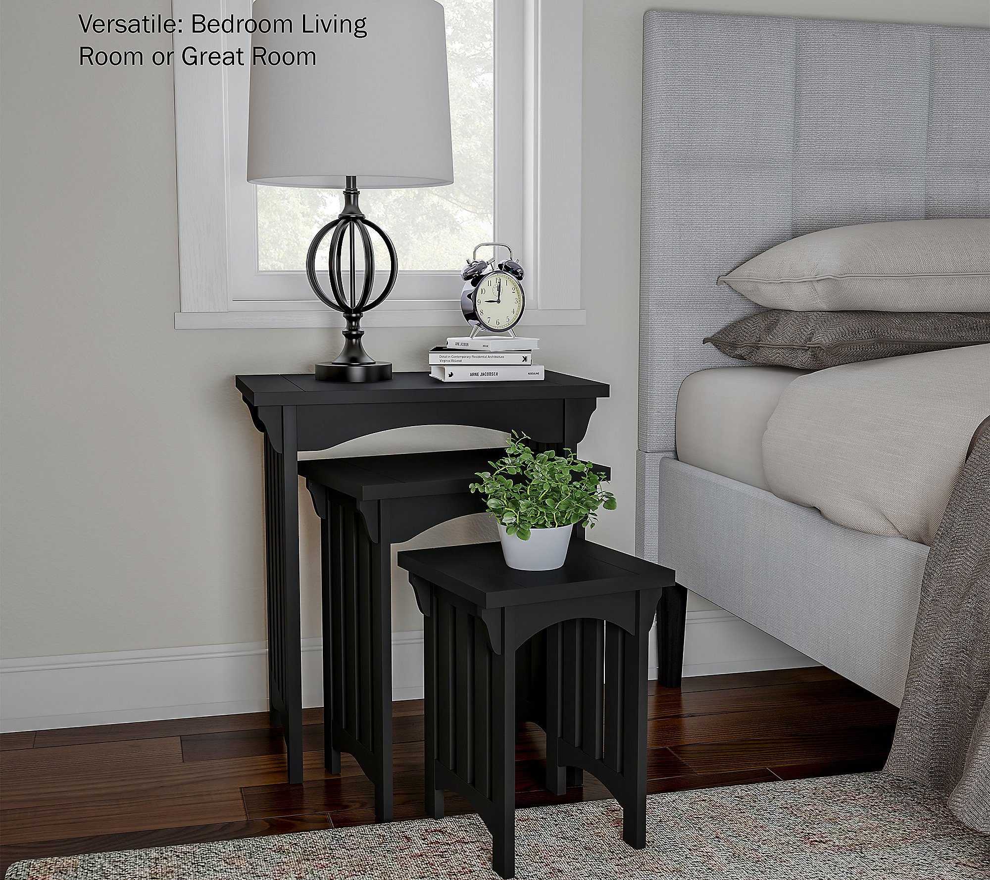 Lavish Home Nesting Tables Mission Style Legs Set of 3