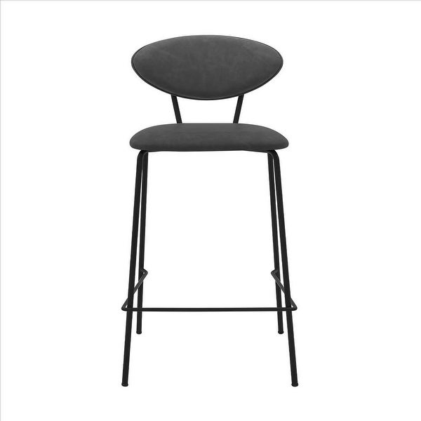 26 Inch Leatherette Counter Height Barstool， Black and Gray - 35.5 H x 18.5 W x 20 L Inches