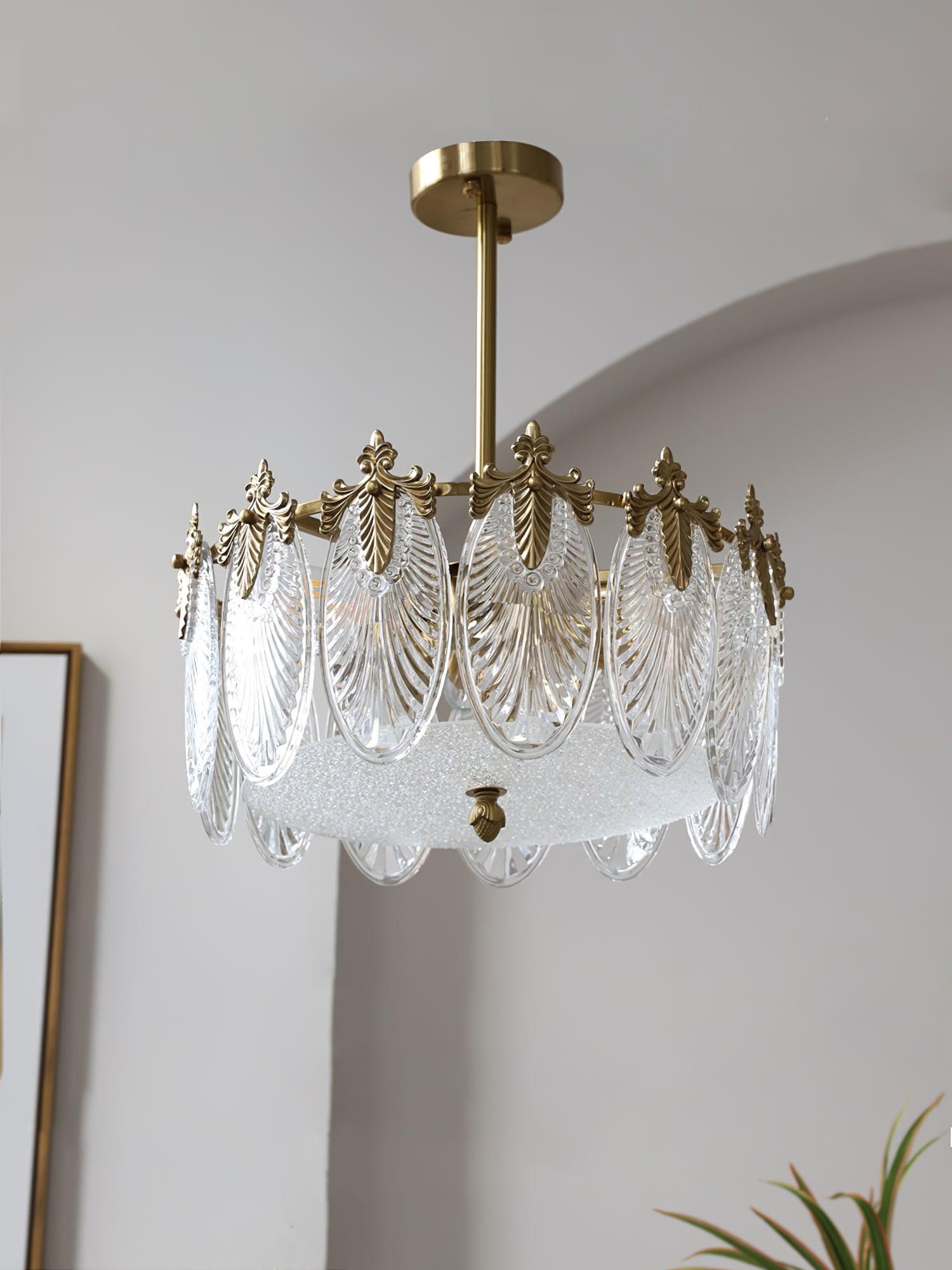 Decorative Pattern Glass Round Chandelier