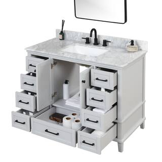 Home Decorators Collection Merryfield 43 in. W x 22 in. D Bath Vanity in Dove Gray with Carrara Marble Vanity Top in White with White Sink 19112-VS43-DV