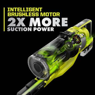 RYOBI ONE+ HP 18V Brushless Cordless Pet Stick Vac with Kit with Dual-Roller 4.0 Ah HIGH PERFORMANCE Battery and Charger PBLSV717K