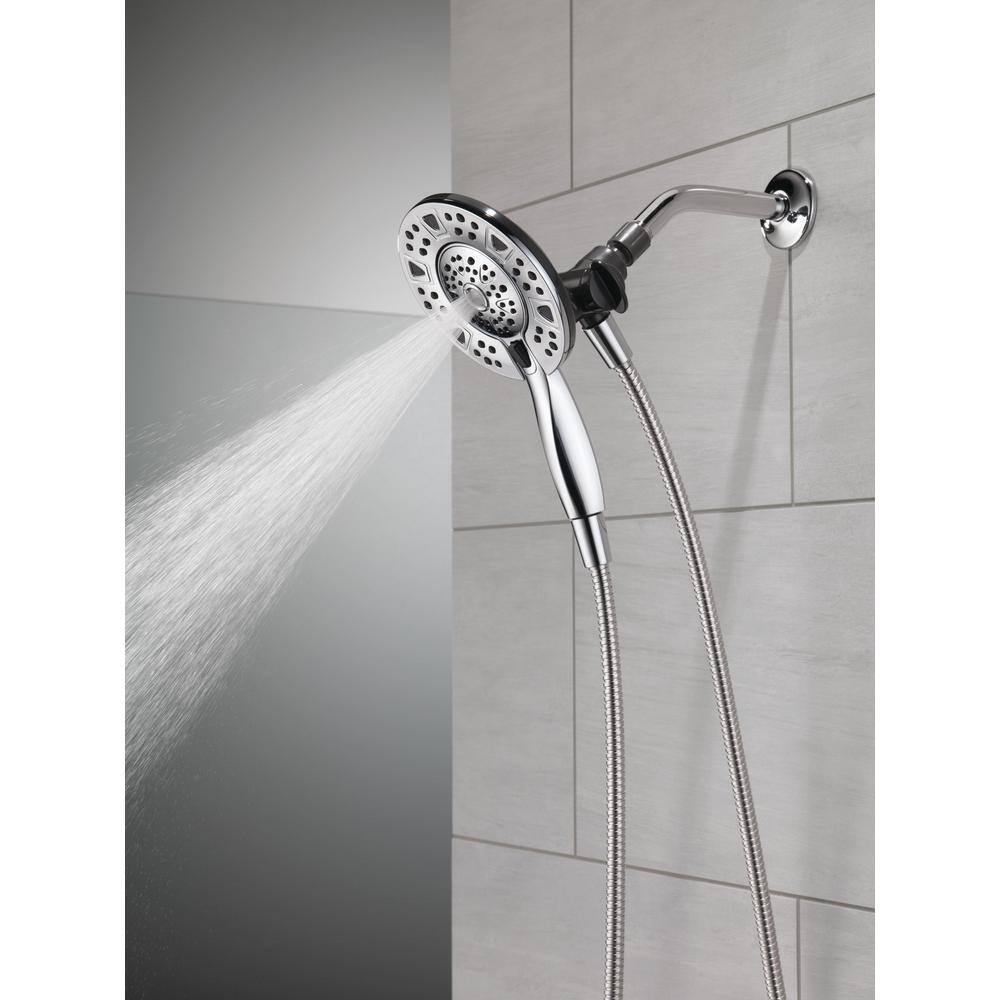 Delta In2ition 4-Spray Patterns 1.75 GPM 6 in. Wall Mount Dual Shower Heads in Chrome 75494