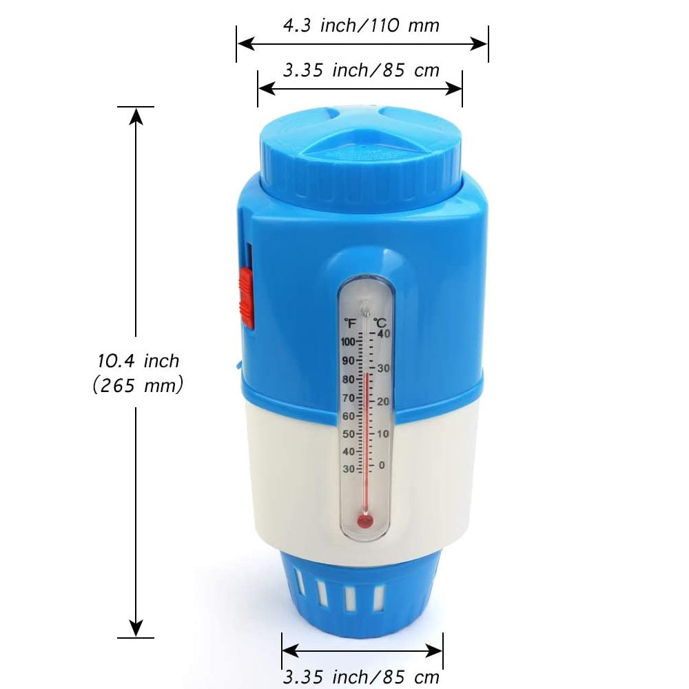 Flantor Floating Pool Chlorine Dispenser - for Chemical Tablets Fits 3" Tabs Bromine Holder Blue