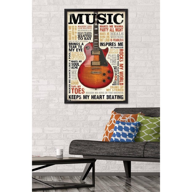 Music Inspires Me Framed Poster Trends International