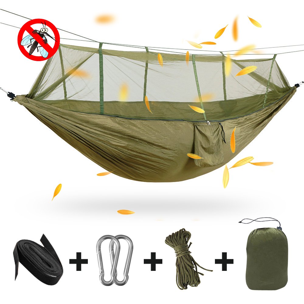 AYAMAYA Camping Hammock with Mosquito Net - 2 Person Portable Nylon Hammock Tent for Indoor Backpacking Hiking Travel Backyard Beach