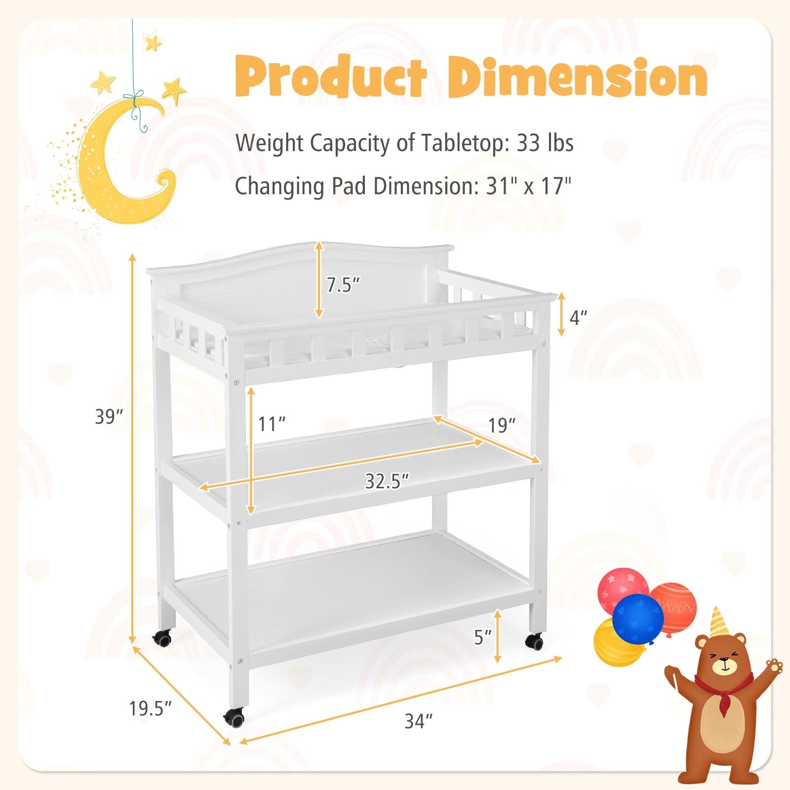 Costzon Baby Changing Table, Infant Diaper Changing Station