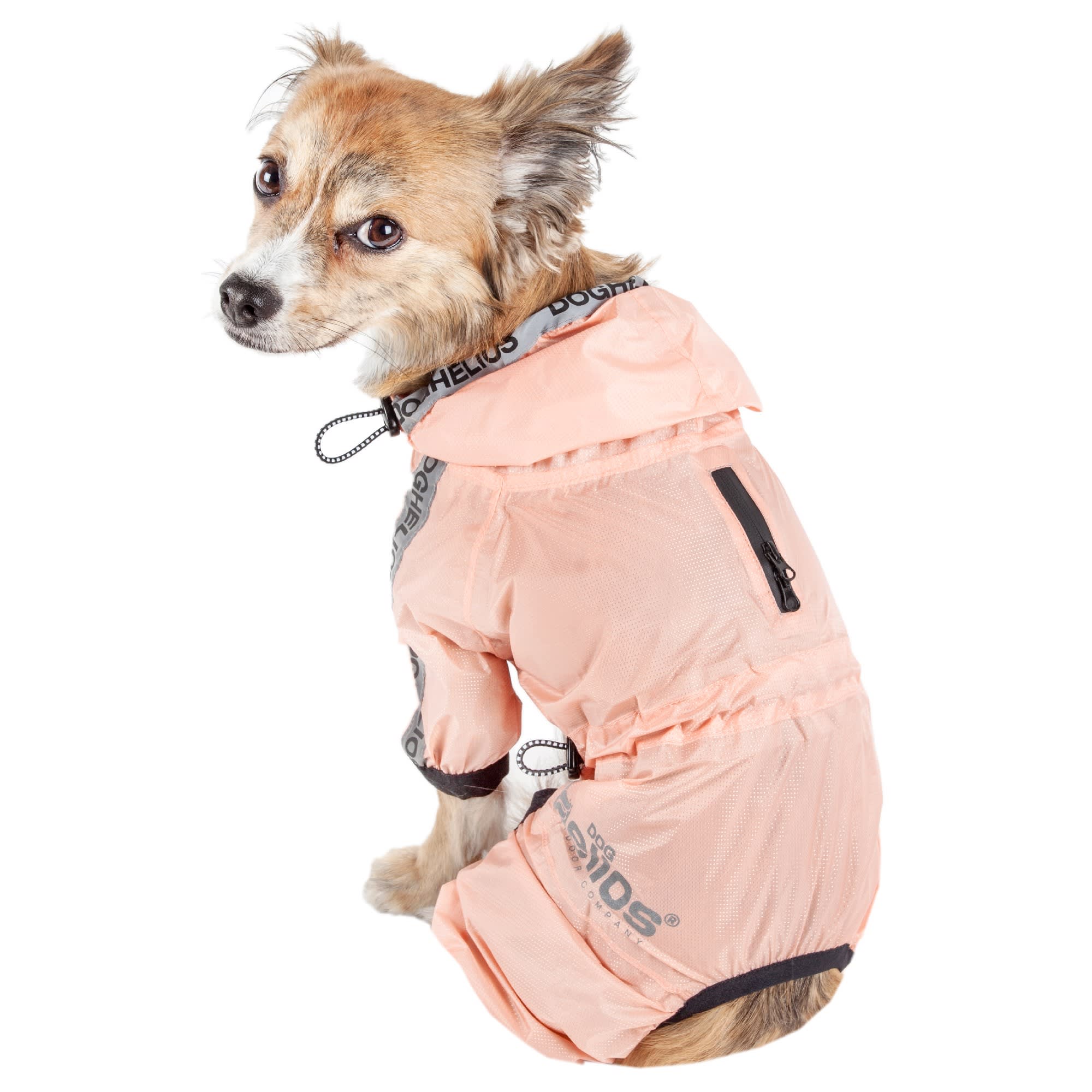 Dog Helios Torrential Shield Waterproof Multi-Adjustable Peach Dog Windbreaker Raincoat， X-Small