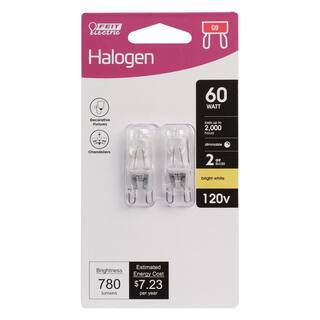 Feit Electric 60-Watt Bright White (3000K) T4 G9 Bi-Pin Base Dimmable Decorative Halogen Light Bulb (2-Pack) BPQ60G92HDRP