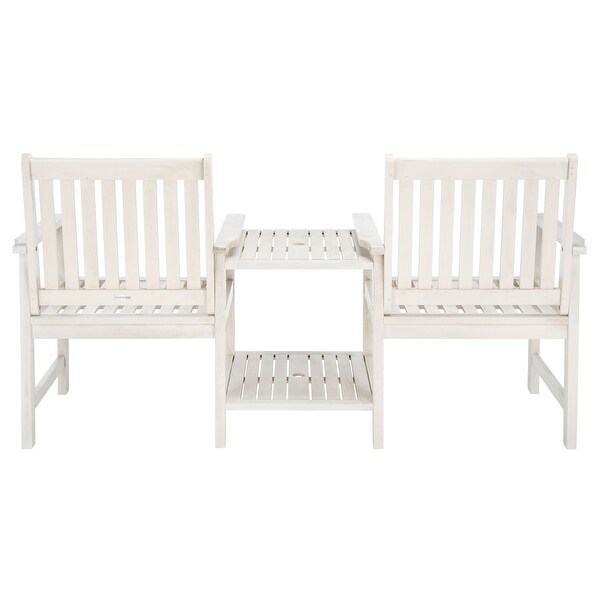 SAFAVIEH Brea Outdoor Solid Wood Twin Seat Bench