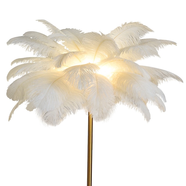 Floor Light Standing Reading Lamp Modern Ostrich Feather Gold Floor Lamp Metal Bronze Nordic Standing Lamp Villa Hotel Decor Lighting Bedroom Bedside Floor Lamp Christmas gift