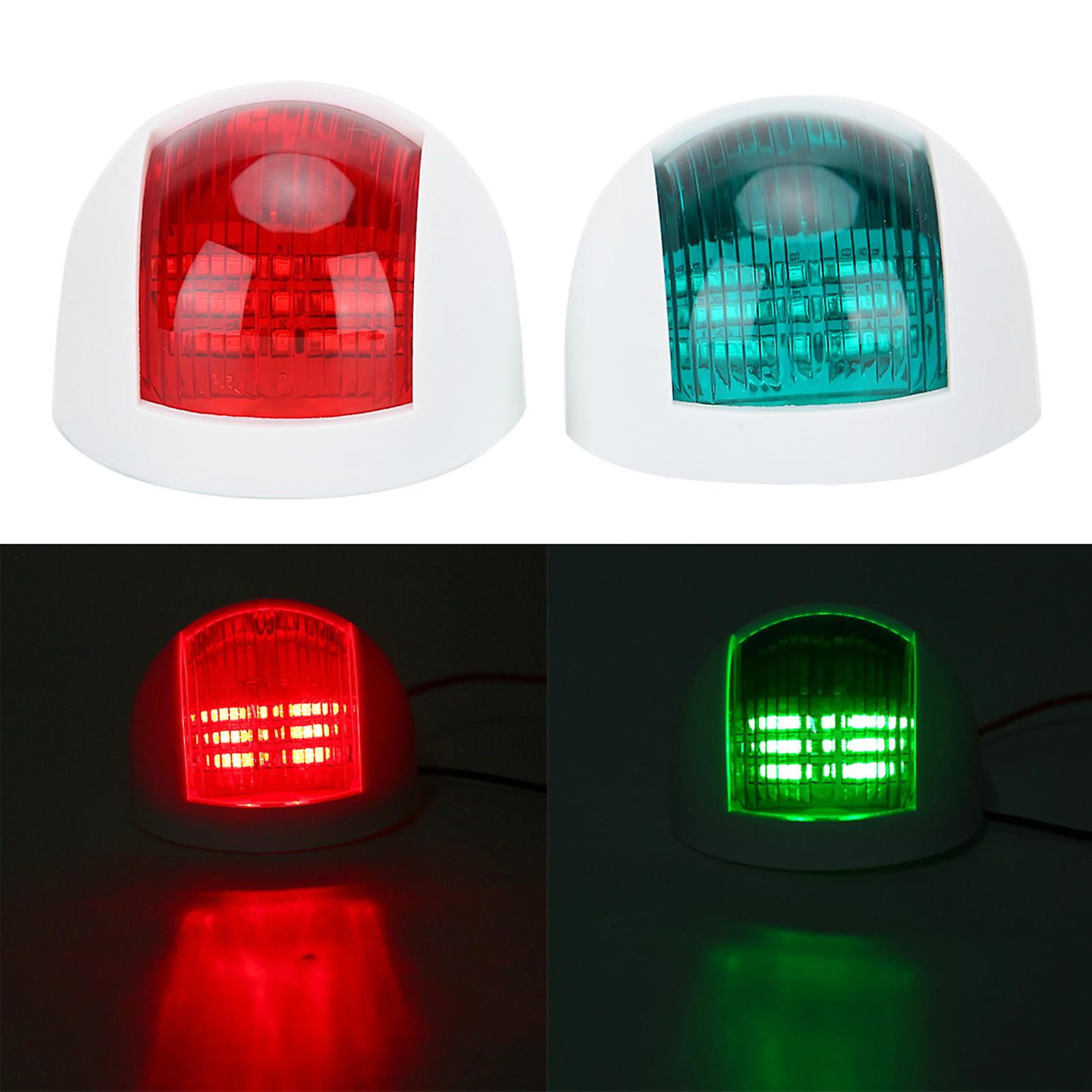 Pair Of Rounded Waterproof Sidelight Signal Lamp Red + Green Led Navigation Warning Light 12v